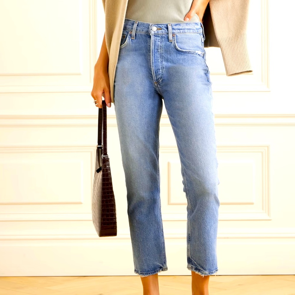 AGOLDE Riley cropped high-rise straight-leg organic jeans | size 25